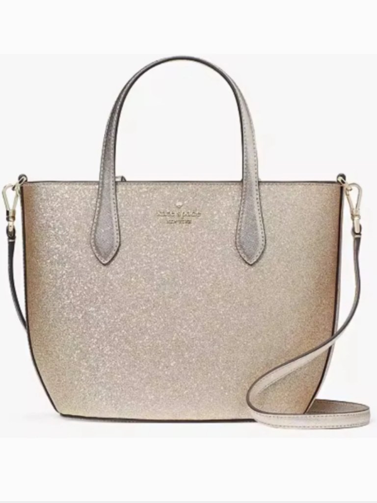 Nwt Kate Spade Glitter Glimmer Satchel Crossbody Bag In Gold Ke460